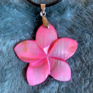 Pink Mother-of-Pearl Plumeria Necklace from Maui